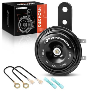 A-Premium Disc Horn High Universal Electric Horn - 12V 110 dB - Compatible with Passenger Car, Commercial/Off-Road Vehicle, ATVs, Scooter, Dirt/Pocke