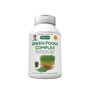 ANDREW LESSMAN Green Foods Complex 180 Capsules - Supplies Building Blocks for Healthy Tissue Growth, Liver Support. 100 mg Each of Barley Grass, Whe