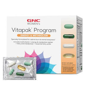 GNC Womens Energy and Metabolism Vitapak Program, Convenient Complete Nutrition, 4 Products in 1 Packet, Calorie Burn, Mental Sharpness, 200mg Caffe