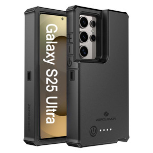 ZEROLEMON 10000mAh Case for Galaxy S25 Ultra, Data Sync & 2-Devices Charging Supported| Full Edge Protection ZeroShock Extended Charger Case Cover fo