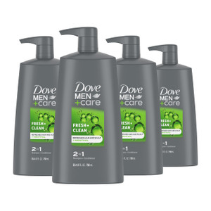 DOVE MEN + CARE 2-in-1 Shampoo and Conditioner Fresh and Clean 4 Count Nourishes and Invigorates Helps Strengthen Hair 25.4 oz