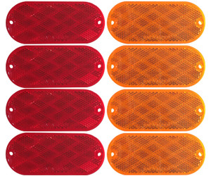 MAXXHAUL 51018 Oval Reflectors 4 Red and 4 Amber Self Adhesive or Drill Mount-DOT 8 pack for Trucks RV's Campers Bike Racks Cargo Carriers 4-3/8 inch