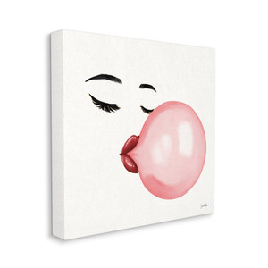 Stupell Industries Glamorous Face Blowing Bubble Gum Bold Lips