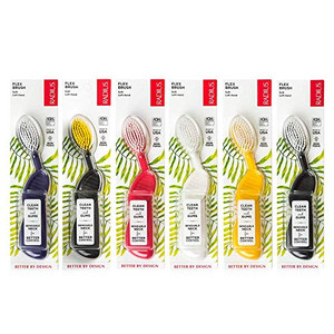 RADIUS Flex Brush with Soft Bristles Toothbrush BPA Free & ADA Accepted Designed to Improve Gum Health & Reduce Issues - Left Hand - Assorted - Pack