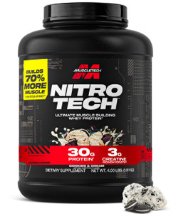 Muscletech Whey Protein Powder (Cookies & Cream, 4 Pound) - Nitro-Tech Ultimate Muscle Building Formula with Whey Protein Isolate - 30g of Protein, 3