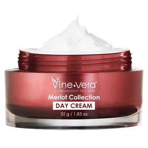 Vine Vera Merlot Day Cream - Resveratrol Skin Care Face Moisturizer - Anti Aging - Also Contains Oats, Shea Butter - 1.83 Oz