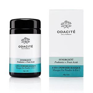 Odacité Acne Cream for Face - 4-in-1 Powder Masque Synergie 4 - Detoxifying Facial Mask with Clay & Charcoal, Clay Mask Detox for Pores and Blackhead