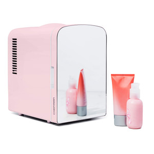 Chefman - Iceman Portable Mirrored Personal Fridge 4L Mini Refrigerator, Skin Care, Makeup Storage, Beauty, Serums & Face Masks, Small For Desktop Or