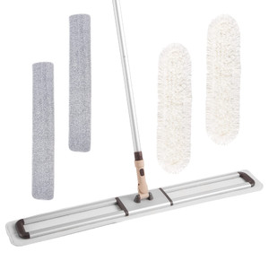 Eyliden Professional 36" Commercial Large Dust Mop | 2 Cotton Cloths & 2 Microfiber Pads, No Rust - Aluminum Head, 60" Telescopic Handle, Sweeper Bro