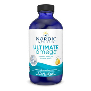 Nordic Naturals Ultimate Omega Liquid, Lemon Flavor - 8 oz - 2840 mg Omega-3 - High-Potency Fish Oil Supplement with EPA & DHA - Promotes Brain & Hea