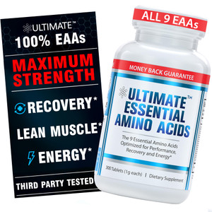 Ultimate 100% Essential Amino Acid Supplement for Cutting, Fasting & Workouts - All 9 EAAs, 40% Leucine  Ideal BCAA Ratio for Energy, Muscle & Recov