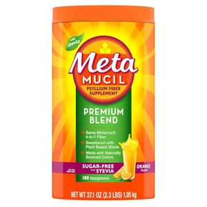 Metamucil Premium Blend, 4-in-1 Fiber Supplement for Digestive Health, Psyllium Husk Fiber Powder, Sugar-Free with Stevia, Plant-Based Fiber Suppleme