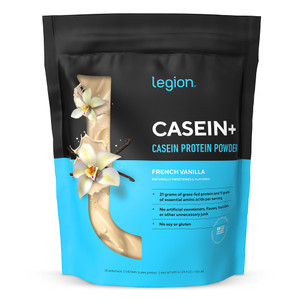 LEGION Casein Protein Powder (French Vanilla) - Slow-Release Micellar Casein Protein - Non-GMO, Gluten-Free & Naturally Sweetened from Grass-Fed Cows