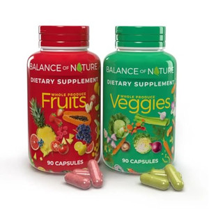 Balance of Nature Fruits & Veggies Supplements - Whole Fruit and Vegetable Ingredients for Women, Men, and Kids - 90 Fruits Capsules, 90 Veggies Caps