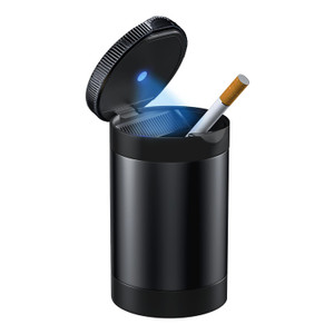 Tmengdao Ashtray with Lid Smell Proof,Smokeless Ashtray for Cup Holder,Cigar Ash Tray,Detachable Stainless Steel Car Ash Tray with LED Auto Light, fo