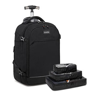 Asenlin 40L Rolling Backpack for Travel?Water Resistant Wheeled Laptop Backpack for Business?Fits 15.6-17 Inch Notebook?Durable Roller Computer Backp