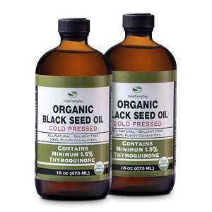 Organic Black Seed Oil - USDA Certified Cold Pressed Glass Bottle Over 1.5% Thymoquinone 3X strength Turkish Black Cumin Nigella Sativa non-GMO 100%