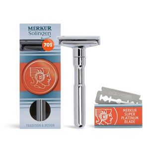 MERKUR FUTUR 701 Adjustable Double Edge Safety Razor - Bright Chrome | Adjustable Razor With Dial | Made in Germany | Plastic-Free | Snap-On Cap Desi
