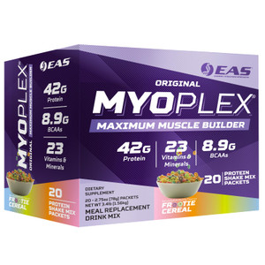 EAS Original Myoplex Maximum Muscle Builder | Meal Replacement Protein Drink Mix | Quality Protein Blend | 42g Protein | 20 Individual Packets (Froot