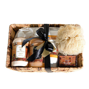 Camille Beckman Essentials Gift Basket, Tuscan Honey, Glycerine Hand Therapy 6 oz, Silky Body Cream 13 oz, Hand and Shower Cleansing Gel 13 oz, Glyce
