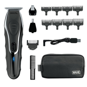 Wahl Aqua Blade® Rechargeable Wet/Dry Lithium-Ion Deluxe Beard Trimmer for Men - Interchangeable Heads for Detailing, Hair, Mustache and Body Groomin