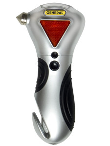 General Tools 7902 4-in-1 Car Escape Tool - Window Breaker, Seat Belt Cutter, Flashing Hazard Light, LED Flashlight