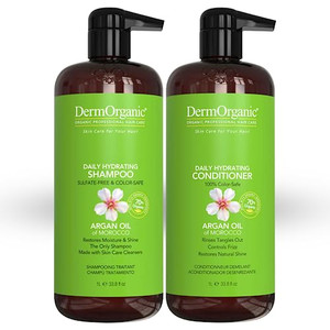 DermOrganic Argan Oil Daily Hydrating Shampoo plus Conditioner  Sulfate-Free & Color Safe, 33.8 oz