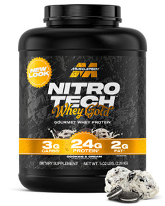 Muscletech Whey Protein Powder (Cookies & Cream, 5LB) - Nitro-Tech Whey Protein Isolate Smoothie Mix for Lean Muscle & Recovery - 24g of Whey Gold Pr