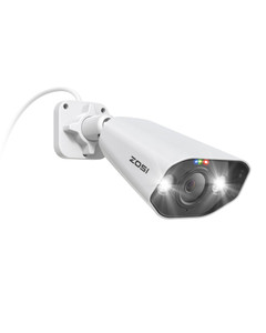 ZOSI 4K PoE Add-on Camera with Person Vehicle Detection, 2 Way Audio, Color Night Vision, Light Siren, 8MP Weatherproof Outdoor Indoor Home Security