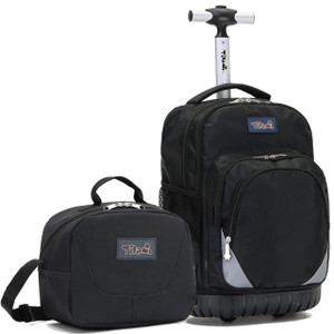 NEW TILAMI Wheeled Rolling Backpack for Child, Large Space Laptop Rolling Backpack for Students School Travel Trip Using 18 Inches Backpack, Black