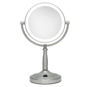 Zadro 9" Round LED Makeup Mirror with Lights and Magnification 5&10X/1X AA Battery Operated Swivel Lighted Makeup Mirror