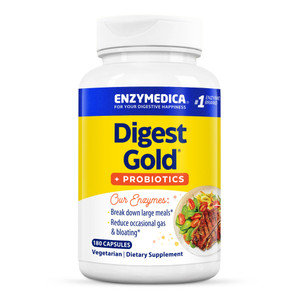 Enzymedica Digest Gold + Probiotics, 2-in-1 Digestive Enzymes & Probiotic Support, Promotes Gut Health with 1 Billion Active Cultures, 180 Capsules