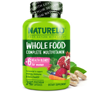 NATURELO Whole Food Multivitamin for Women - with Vitamins, Minerals, & Organic Extracts - Supplement for Energy and Heart Health - Non GMO - 240 Veg