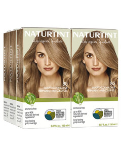 Naturtint 8G Sandy Golden Blonde Permanent Hair Color (Pack of 6), Ammonia Free, Vegan, Cruelty Free, up to 100% Gray Coverage, Long Lasting Results