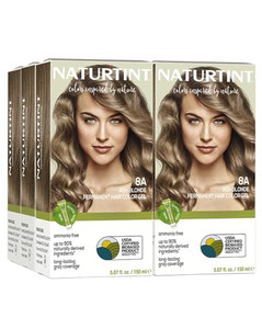 Naturtint 8A Ash Blonde Permanent Hair Color (Pack of 6), Ammonia Free, Vegan, Cruelty Free, up to 100% Gray Coverage, Long Lasting Results (Packagin