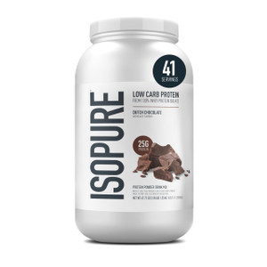 Isopure Low Carb 100% Pure Whey Isolate Protein Powder, Gluten Free, With Vitamins, Dutch Chocolate, 25g Protein Per Serving, 3.07 Lbs, 41 Servings (