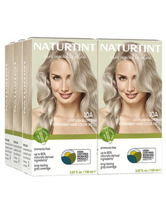 Naturtint 10A Light Ash Blonde Permanent Hair Color (Pack of 6), Ammonia Free, Vegan, Cruelty Free, up to 100% Gray Coverage, Long Lasting Results (P