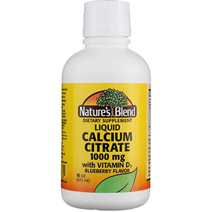 Nature's Blend Calcium Citrate with D3 Blueberry Flavored Liquid 16 oz Each (Pack of 5)