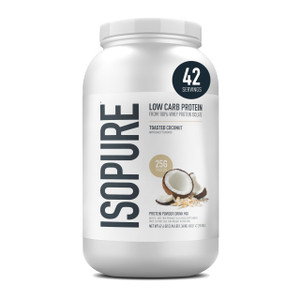 Isopure Low Carb 100% Pure Whey Isolate Protein Powder, Gluten Free, With Vitamins, Toasted Coconut, 25g Protein Per Serving, 3 Lbs, 42 Servings (Pac