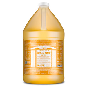 Dr. Bronner's Pure-Castile Magic Soap Liquid (Citrus, 1 Gallon) - Made with Regenerative Organic Certified Oils, 18-in-1 Uses: Face, Body, Hair, Laun
