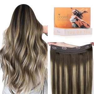 DOORES Wire Hair Extensions 18 Inch 95g Remy Human Wire Hair Extensions Invisible Transparent Line Adjustable Hairpieces Secret Extensions Straight H