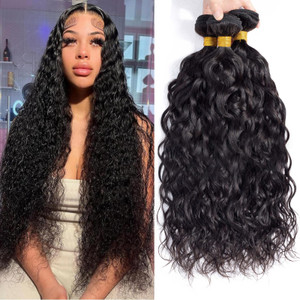 12A Water Wave 3 Bundles Human Hair 14" 16" 18" 300g 100% Unprocessed Brazilian Virgin Hair Wet and Wavy Human Hair Weave Bundles Natural Color