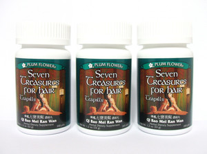 3 Pack of Seven Treasures for Hair Teapills, Qi Bao Mei Ran Wan, 3 x 200 Pills
