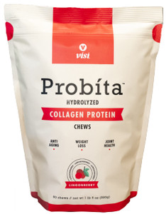 VISI Probita Hydrolyzed Collagen Protein Chews - 60 Chews - Non GMO (Lingonberry)