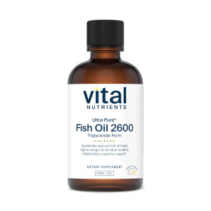Vital Nutrients - Ultra Pure Fish Oil 2600 (Pharmaceutical Grade) - Hi-Potency Deep Sea Liquid Fish Oil, Cardiovascular Support, Natural Lemon Flavor