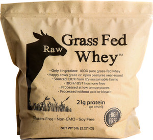 Raw Grass Fed Whey Protein Powder  Unflavored, Only 1 Ingredient: 100% Pure Grass-Fed Whey from Happy, Healthy Cows  Undenatured, Non-GMO, Hormone-