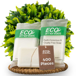 ECO Amenities Travel Size Bar Soap - 400 PACK, 0.5 oz Mini Soap Bars, Hotel Soap Bars, Travel Size Toiletries - Individually Wrapped Bulk Soap Bar, S