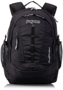 JanSport Odyssey Laptop Backpack for 15 Computer or 3L Hydration System, Black - Large Bag Adults with Tuck-Away Hip Belt, 2 Main Compartments - Pre