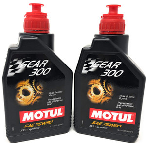 Motul Gear 300 75W90 100% Synthetic Gear Oil, High-Performance Transmission & Differential Fluid Oil, 1L Bottles, 2-Pack (105777)