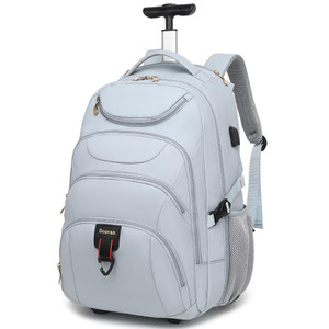 Boavan Rolling Backpack for Women, 17.3 Inch Wheeled Laptop Backpack,Large Travel Carry-On Bag for Teachers College Students, USB Charging Port Water